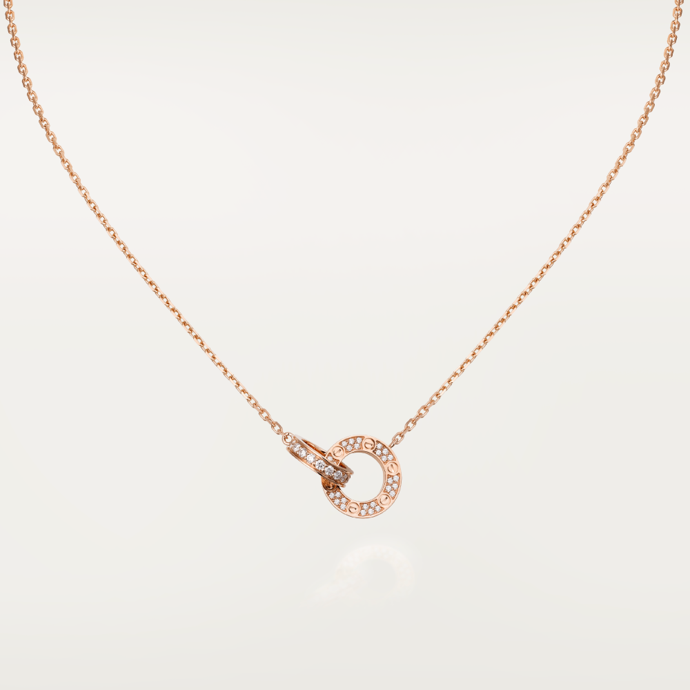 [Marin]COLLIER LOVE 7,6 MM OR ROSE ET ARGENT TOUT DIAMANT