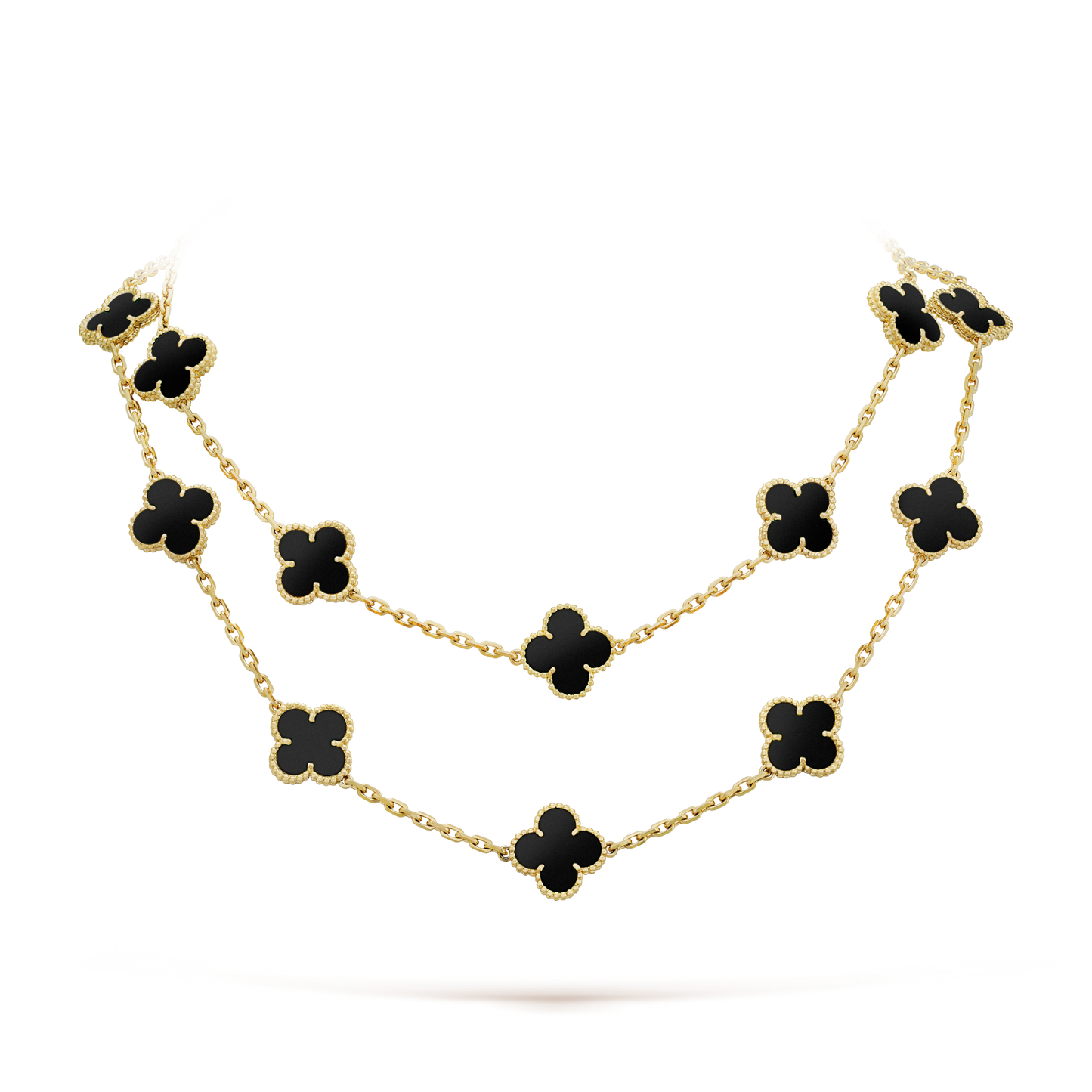 [Marin]CLOVER 20 MOTIFS ONYX NECKLACE