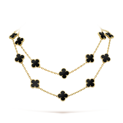 [Marin]CLOVER 20 MOTIFS ONYX NECKLACE