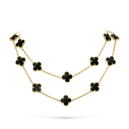 [Marin]CLOVER 20 MOTIFS ONYX NECKLACE
