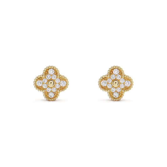 [Marin]CLOVER MEDIUM 1 MOTIFS FUll DIAMOND EARRINGS