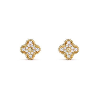 [Marin-Jewelry]CLOVER MEDIUM 1 MOTIFS FUll DIAMOND EARRINGS