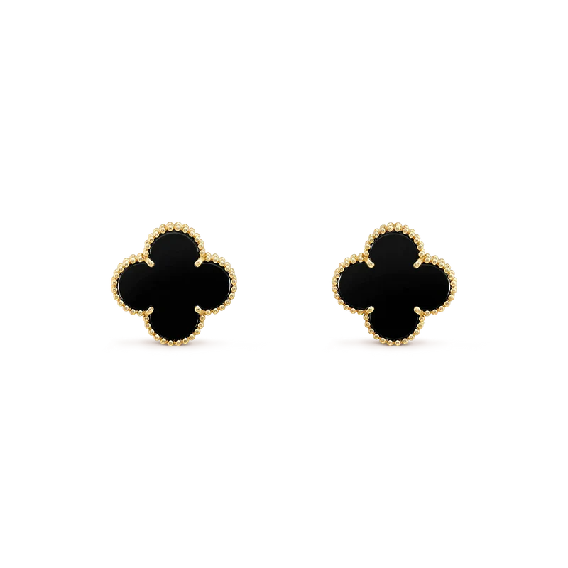 [Marin] CLOUS D'OREILLES ONYX CLOVER MEDIUM 1 MOTIFS