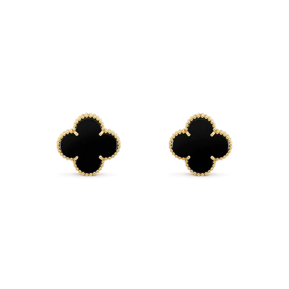 [Marin]CLOVER MEDIUM 1 MOTIFS  ONYX STUD EARRINGS