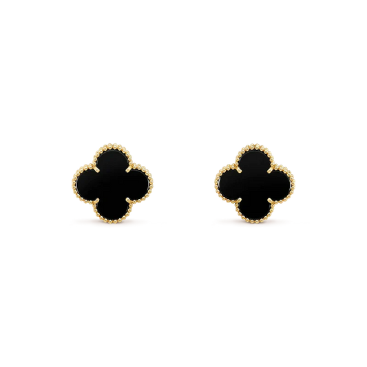 [Marin]CLOVER MEDIUM 1 MOTIFS  ONYX STUD EARRINGS