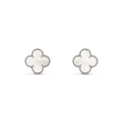 [Marin]CLOVER MEDIUM 1 MOTIFS  WHITE MOP EARRINGS SILVER