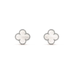 [Marin]CLOVER MEDIUM 1 MOTIFS BOUCLES D'OREILLES NACRE BLANCHE ARGENT