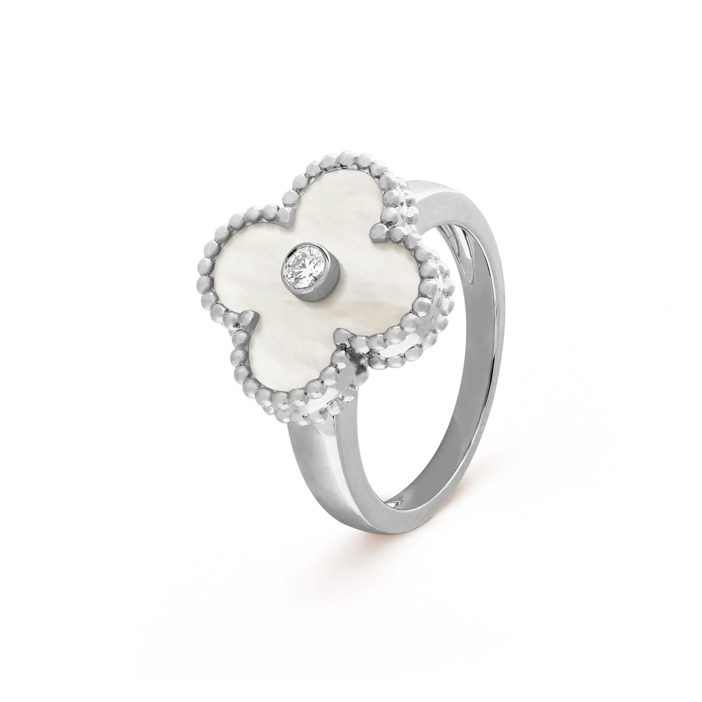 [Marin]CLOVER SILVER MOP DIAMOND RING