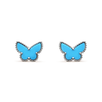 [Marin]BOUCLES D'OREILLES PAPILLON TURQUOISE ARGENT