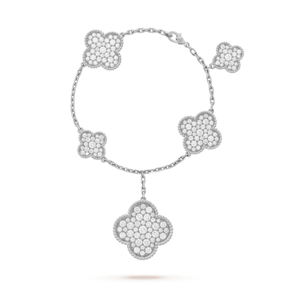 [Marin]CLOVER 6 MOTIFS SILVER DIAMOND BRACELET