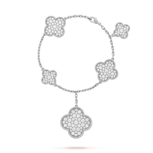 [Marin]CLOVER 6 MOTIFS SILVER DIAMOND BRACELET