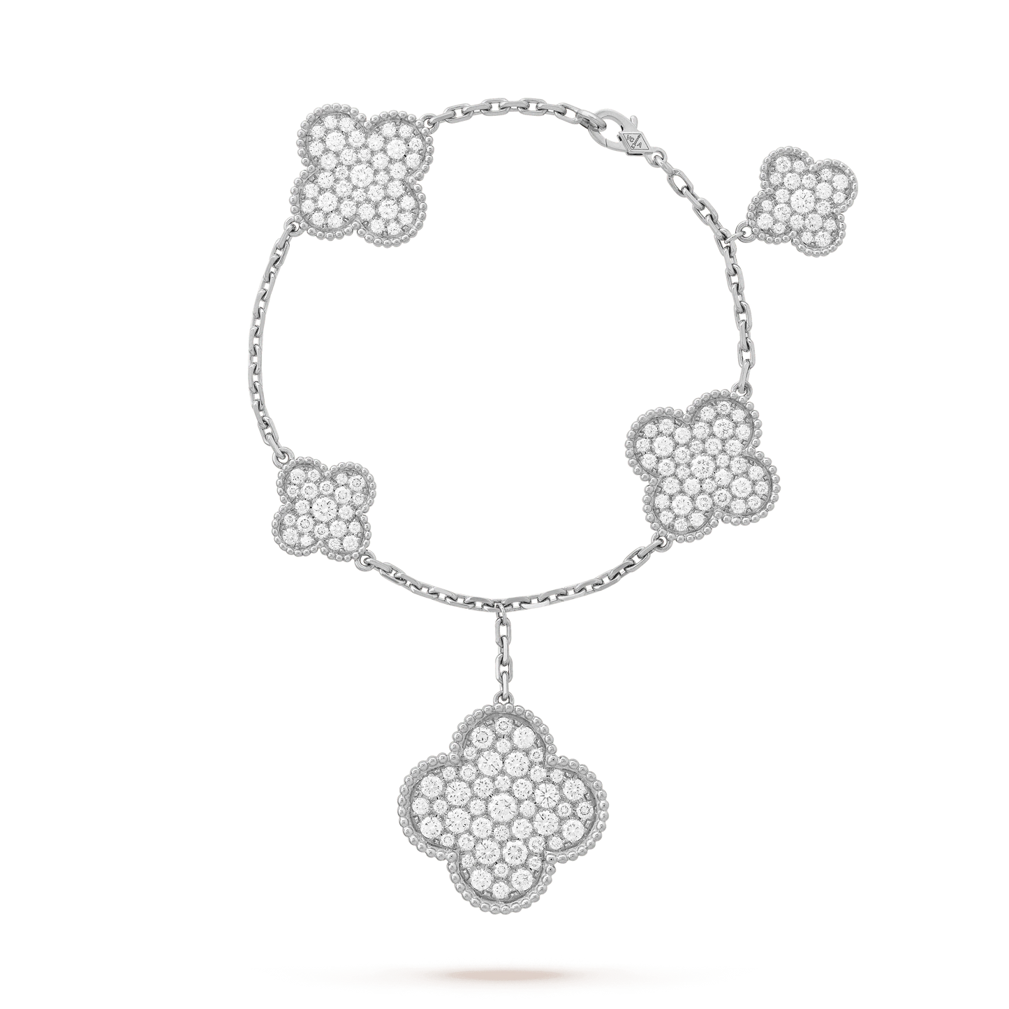 [Marin-Jewelry]CLOVER 6 MOTIFS SILVER DIAMOND BRACELET