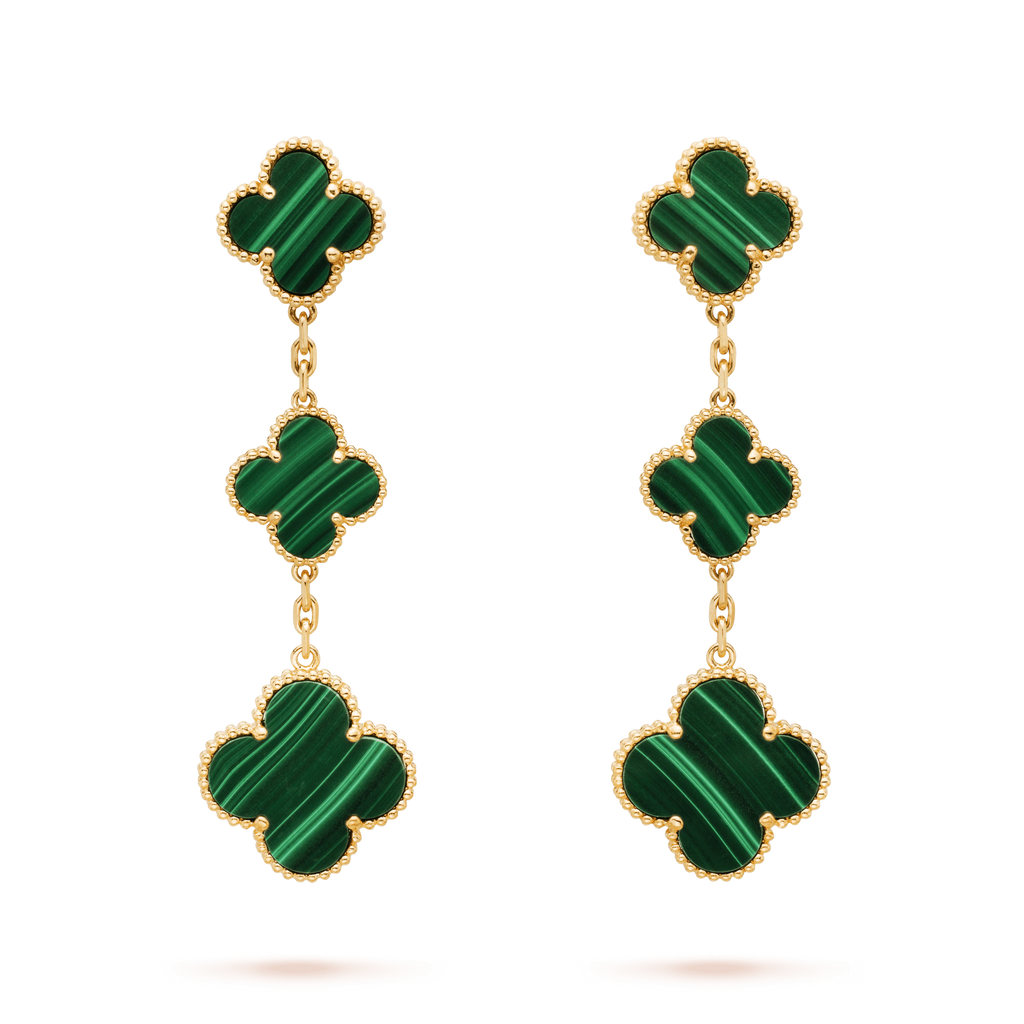 [Marin]TRÈFLE MALACHITE 3 MOTIFS OR