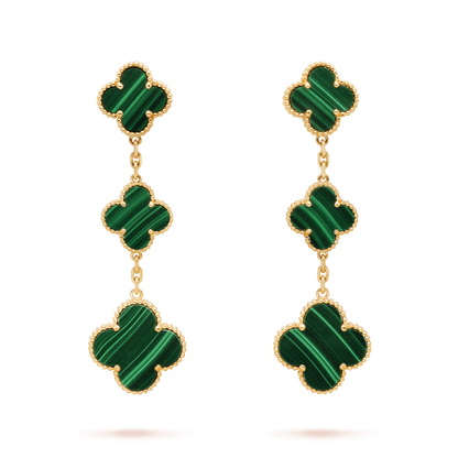 [Marin]CLOVER MALACHITE 3 MOTIFS GOLD