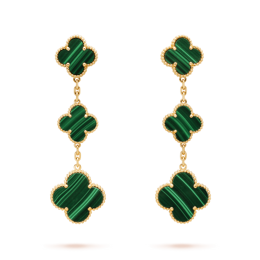 [Marin]CLOVER MALACHITE 3 MOTIFS GOLD