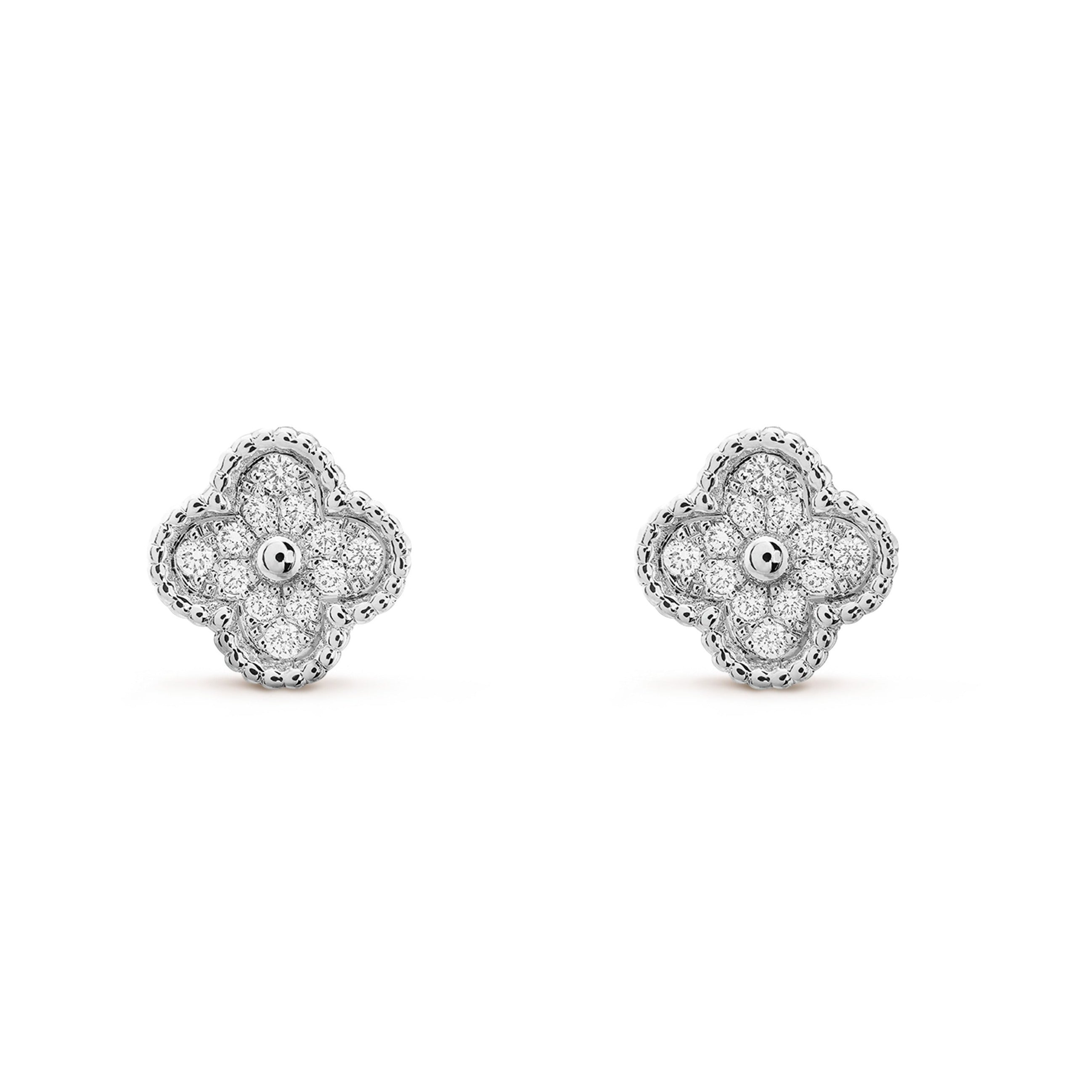 [Marin]CLOVER MINI DIAMOND STUD EARRINGS