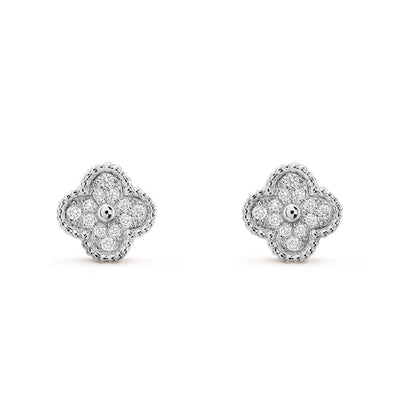 [Marin-Jewelry]CLOVER MINI DIAMOND STUD EARRINGS