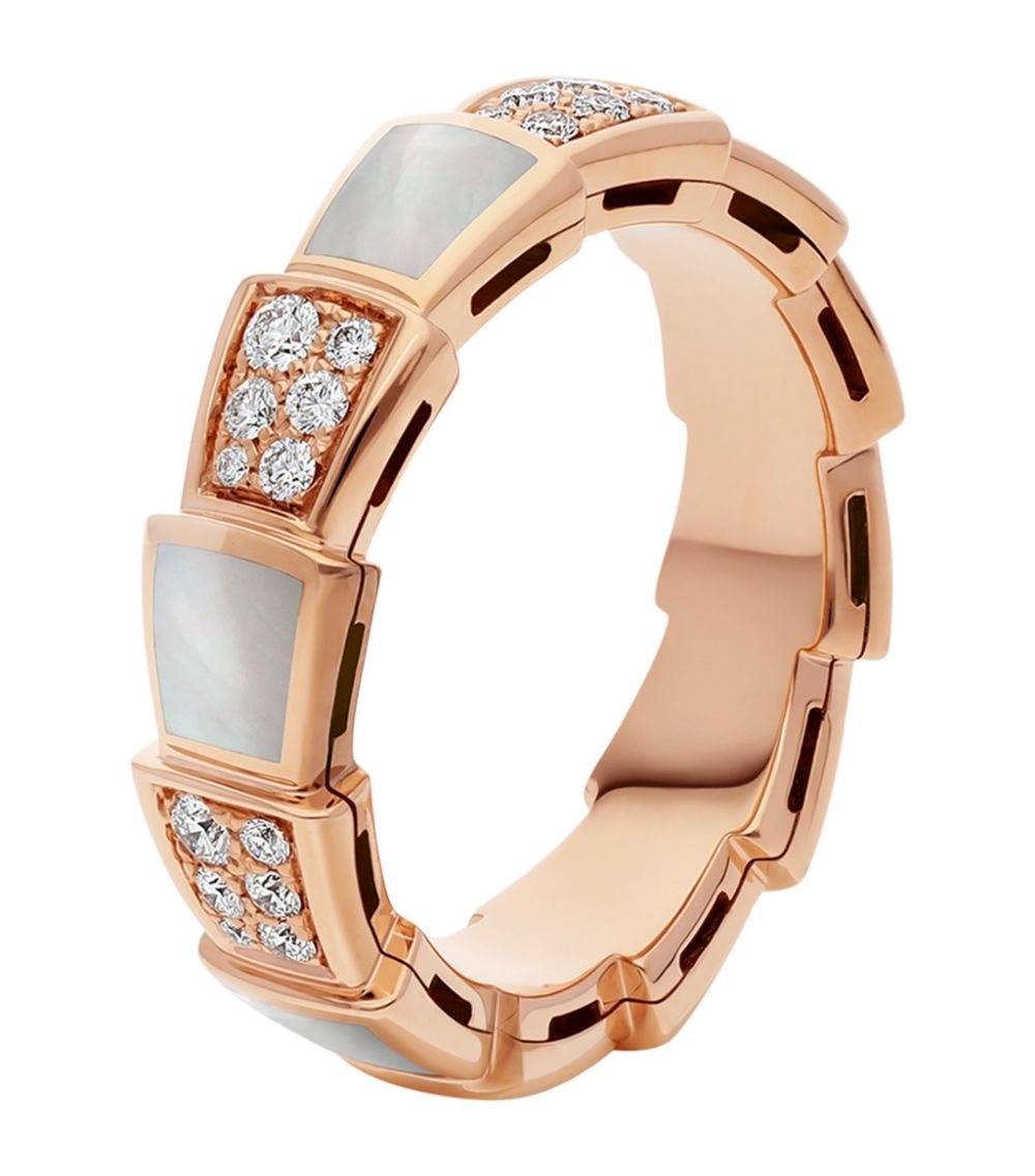 [Marin]SERPENTI RING PINK GOLD MOP DIAMOND PAVED 4MM