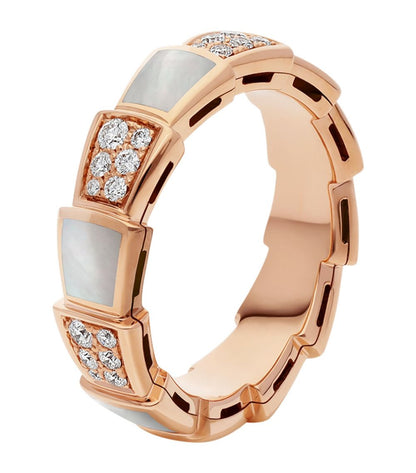 [Marin]SERPENTI RING PINK GOLD MOP DIAMOND PAVED 4MM