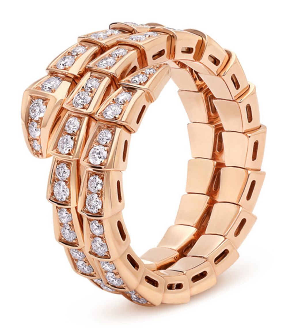 [Marin]SERPENTI RING PINK GOLD DIAMOND DOUBLE ROW