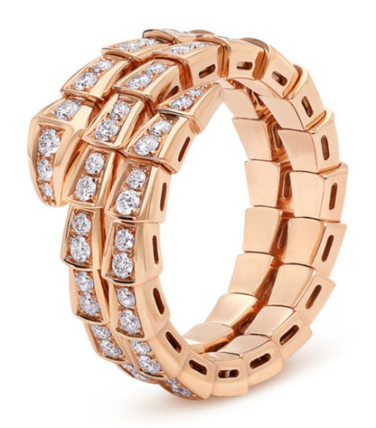 [Marin]SERPENTI RING PINK GOLD DIAMOND DOUBLE ROW