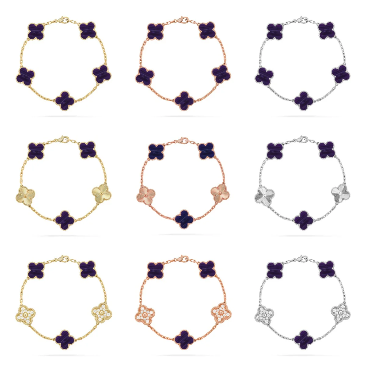 [Marin]CLOVER 5 MOTIF PURPLE STRIPES BRACELET COLLECTION