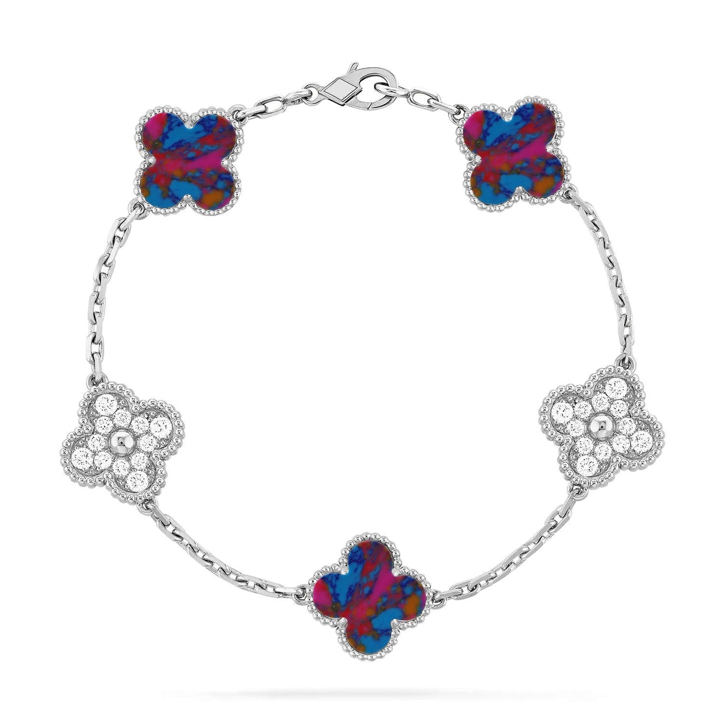 [Marin-Jewelry]CLOVER 5 MOTIF COLOR GEMSTONES BRACELET COLLECTION