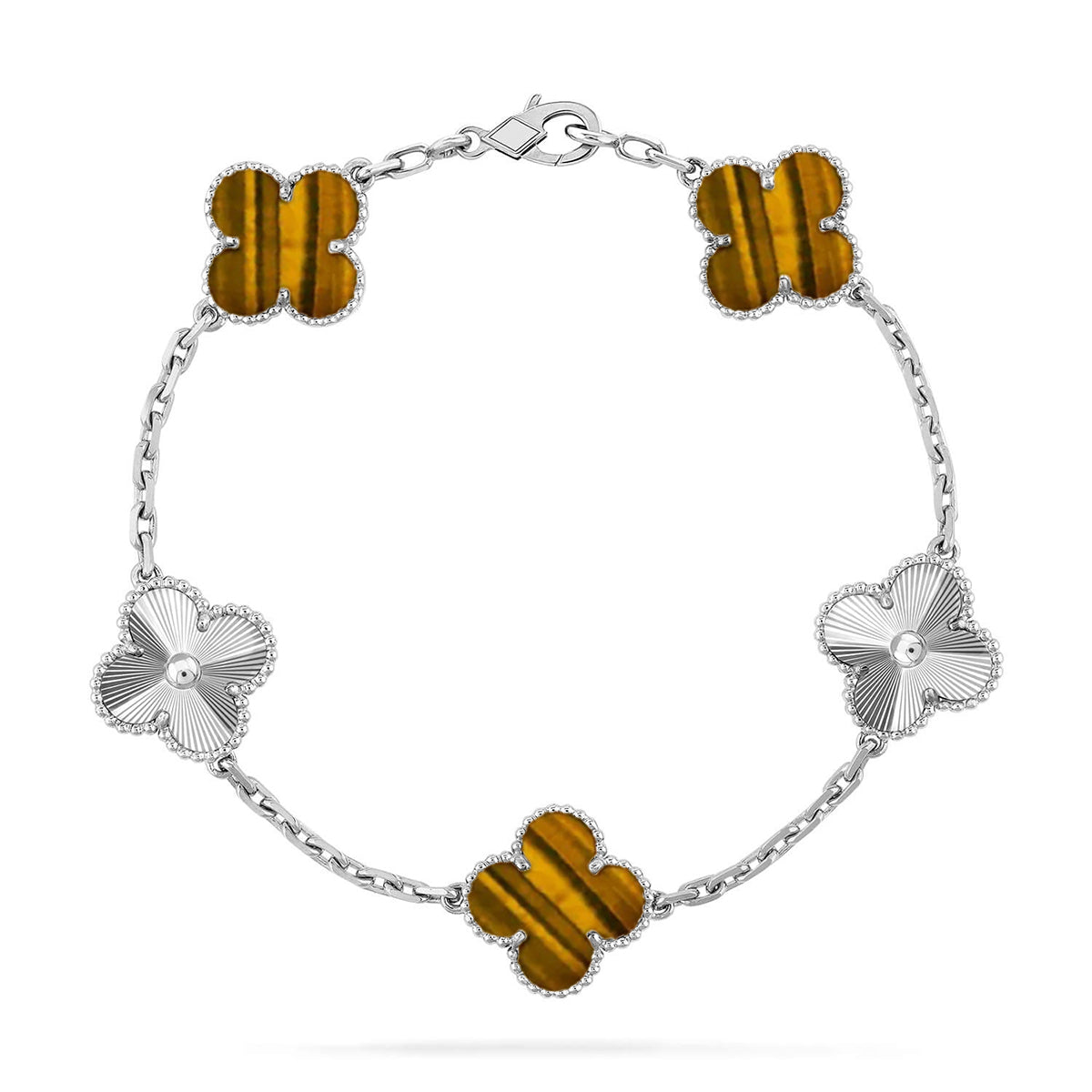 [Marin-Jewelry] クローバー5モチーフ タイガーアイブレスレットコレクション