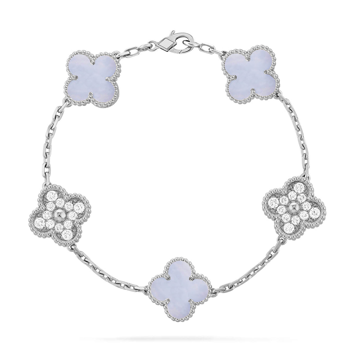 [Marin] CLOVER 5 MOTIF PURPLE CHALCEDONY BRACELET COLLECTION