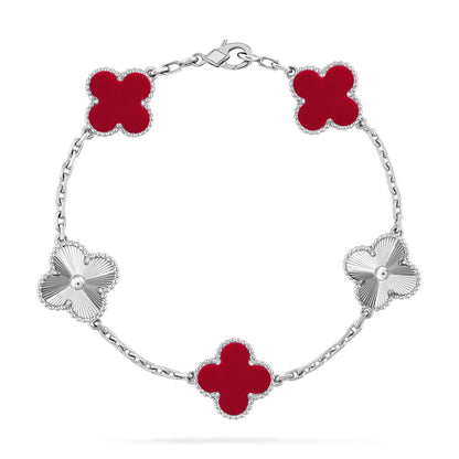[Marin-Jewelry] CLOVER 5 MOTIF RED CORNELIAN BRACELET COLLECTION