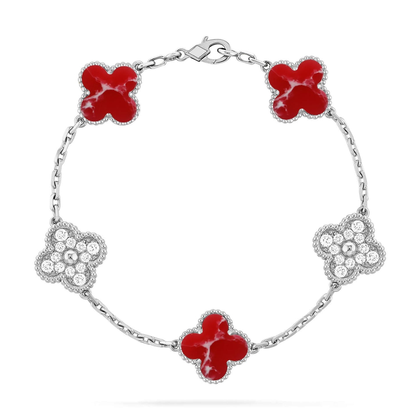 [Marin-Jewelry]クローバー 5 モチーフ レッドパターンブレスレットコレクション