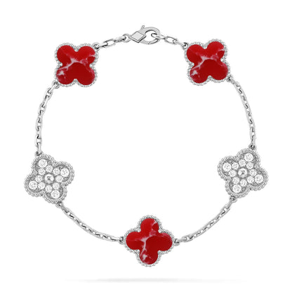 [Marin-Jewelry]クローバー 5 モチーフ レッドパターンブレスレットコレクション