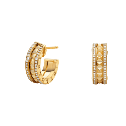 [Marin]ZERO 1 ROCK GOLD EARRINGS WITH STUDDED SPIRAL AND PAVED DIAMONDS