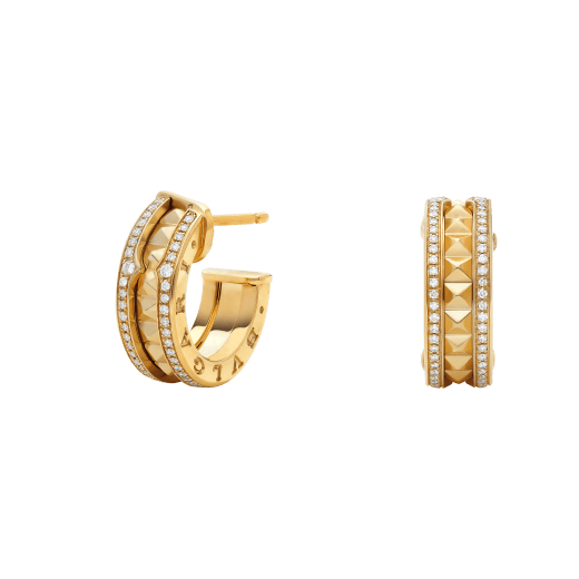 [Marin]ZERO 1 ROCK GOLD EARRINGS WITH STUDDED SPIRAL AND PAVED DIAMONDS