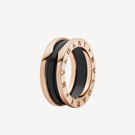 [Marin]ZERO 1 TWO-BAND LOOPS AND BLACK CERAMIC PINK GOLD RING