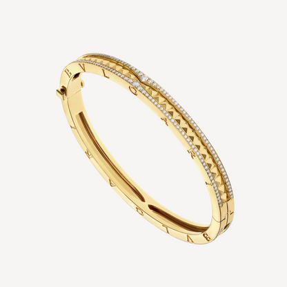 [Marin]ZERO 1 SPIRAL AND PAVED DIAMOND GOLD BRACELET