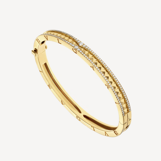 [Marin]ZERO 1 SPIRAL AND PAVED DIAMOND GOLD BRACELET