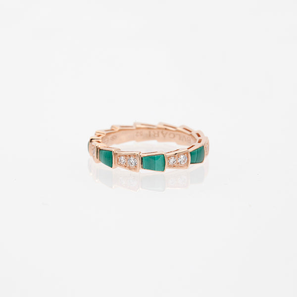 [Marin]SERPENTI RING PINK GOLD MALACHITE DIAMOND 3MM