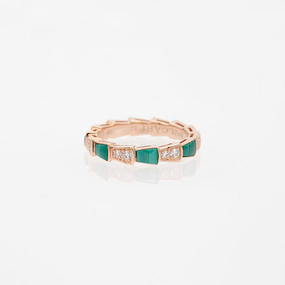 [Marin]SERPENTI RING PINK GOLD MALACHITE DIAMOND 3MM