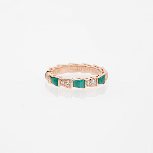 [Marin]SERPENTI RING PINK GOLD MALACHITE DIAMOND 3MM