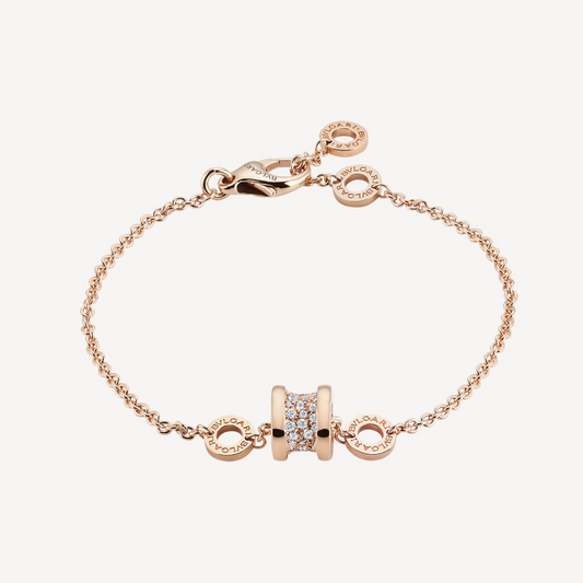 [Marin]ZERO 1 SOFT PINK GOLD WITH PAVED DIAMONDS ON THE SPIRAL BRACELET
