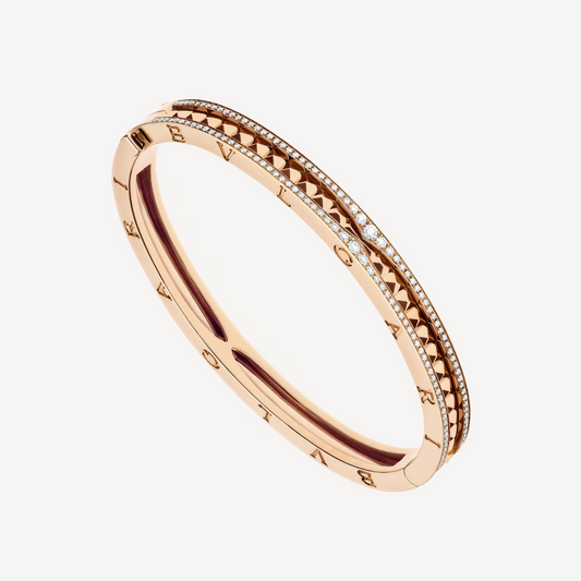 [Marin]ZERO 1 SPIRAL AND PAVED DIAMOND PINK GOLD BRACELET