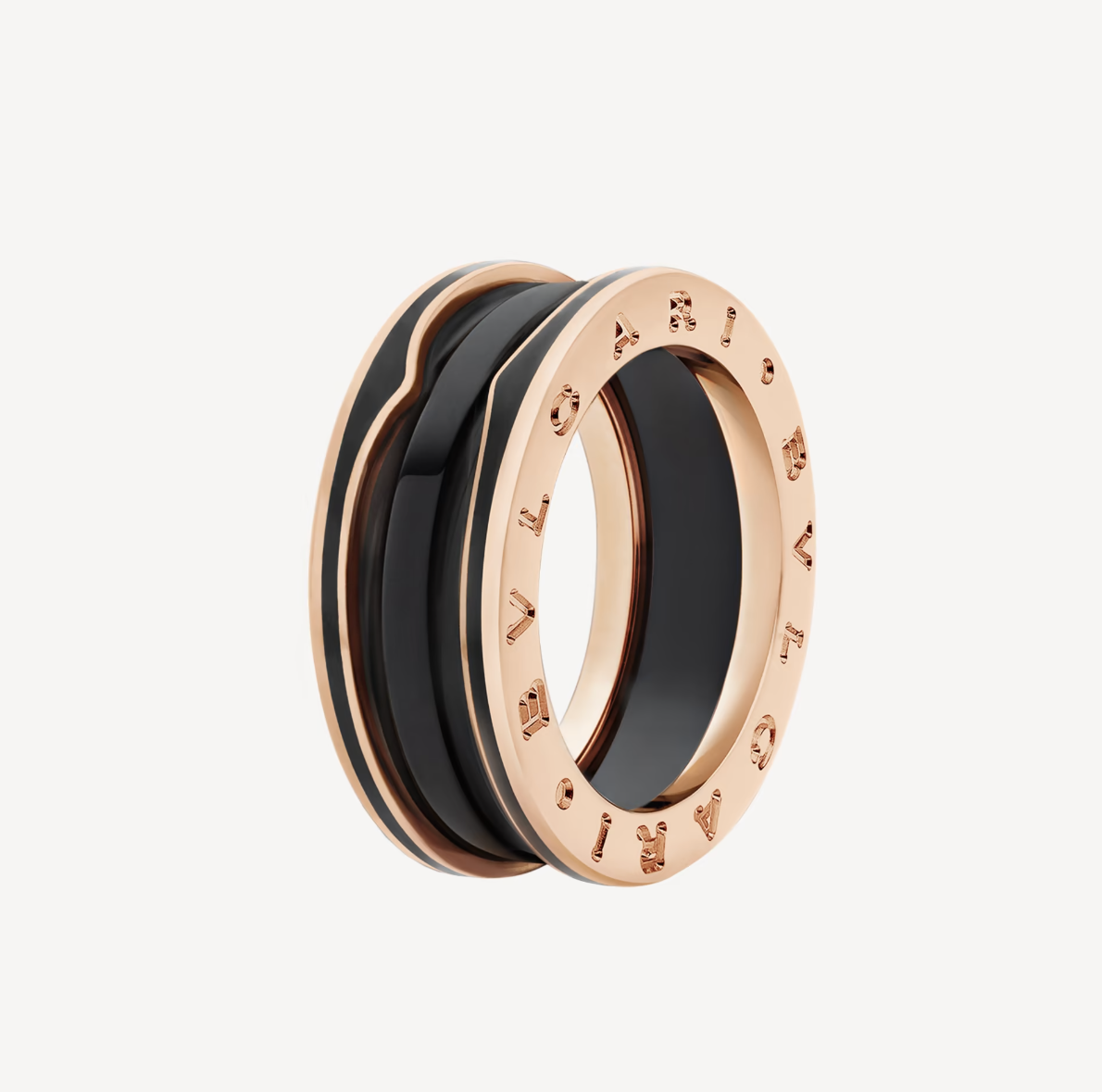 [Marin]ZERO 1 TWO-BAND WITH MATTE BLACK CERAMIC PINK GOLD RING