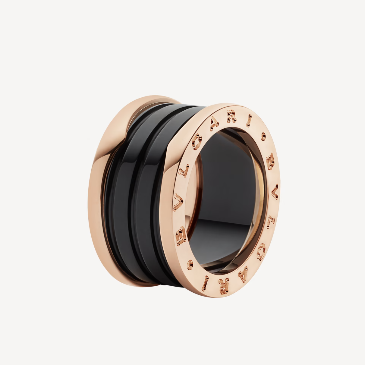 [Marin]ZERO 1 FOUR-BAND LOOPS AND BLACK CERAMIC SPIRAL PINK GOLD RING