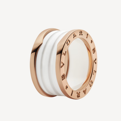 [Marin]ZERO 1 FOUR-BAND LOOPS AND WHITE CERAMIC SPIRAL PINK GOLD RING