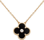 [Marin]CLOVER 15MM DIAMOND ONYX NECKLACE