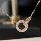 [マリン]LOVE 7.6MM ネックレス ローズゴールド＆シルバー フルダイヤモンド