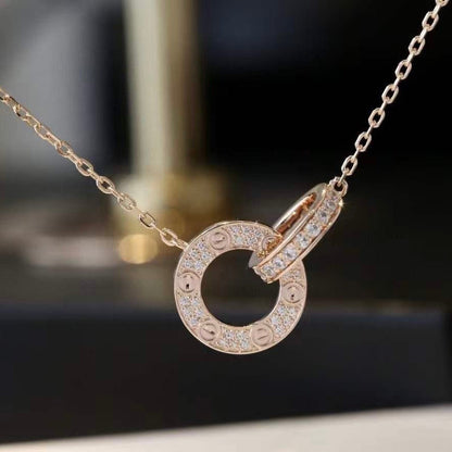 [Marin-Jewelry]LOVE 7.6MM NECKLACE Marin-Jewelry GOLD AND SILVER  FULL DIAMOND