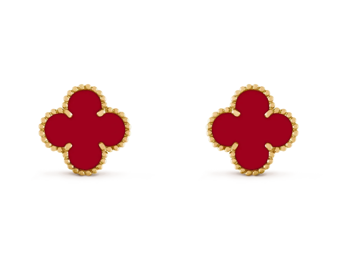 [Marin] BOUCLES D'OREILLES CLOVER 20MM EN AGATE ROUGE
