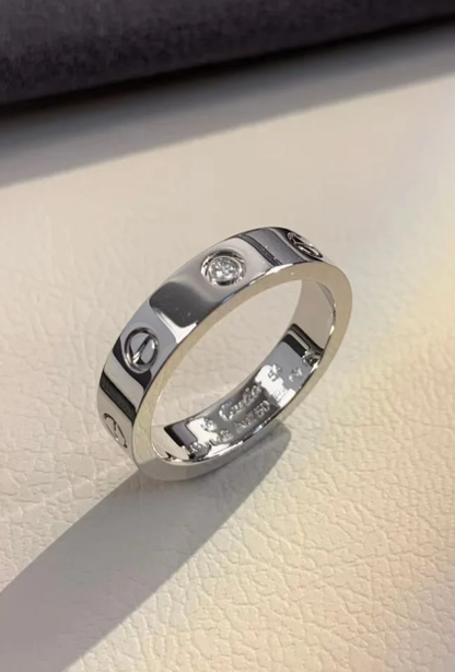 [Marin-Jewelry]ラブリング 4MM 1ダイヤモンド シルバー